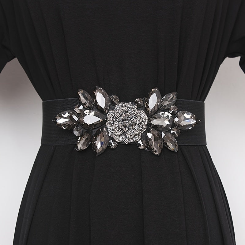Flower Beaded Elastic Cummerbunds Female Dress