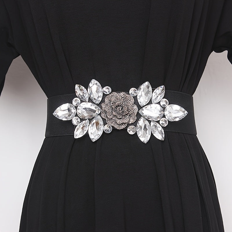 Flower Beaded Elastic Cummerbunds Female Dress