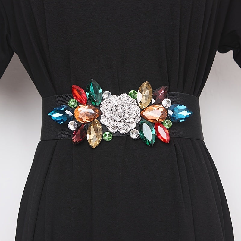 Flower Beaded Elastic Cummerbunds Female Dress