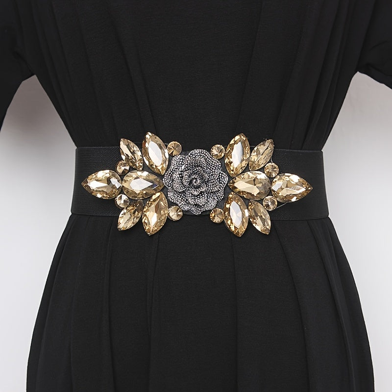 Flower Beaded Elastic Cummerbunds Female Dress