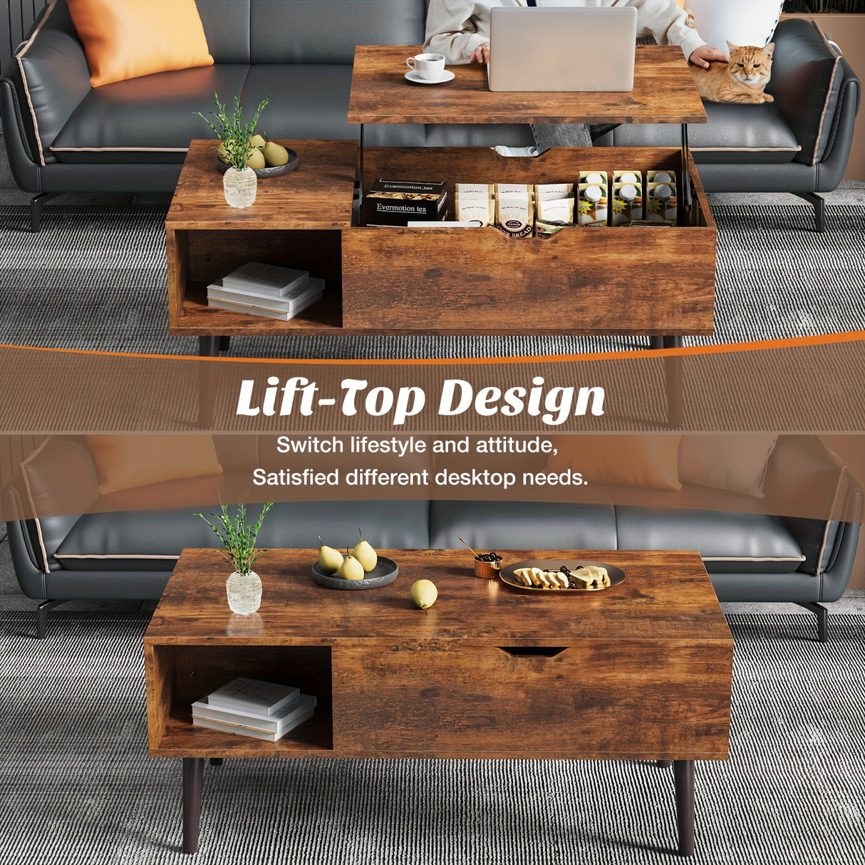Lift Top Black Coffee Table