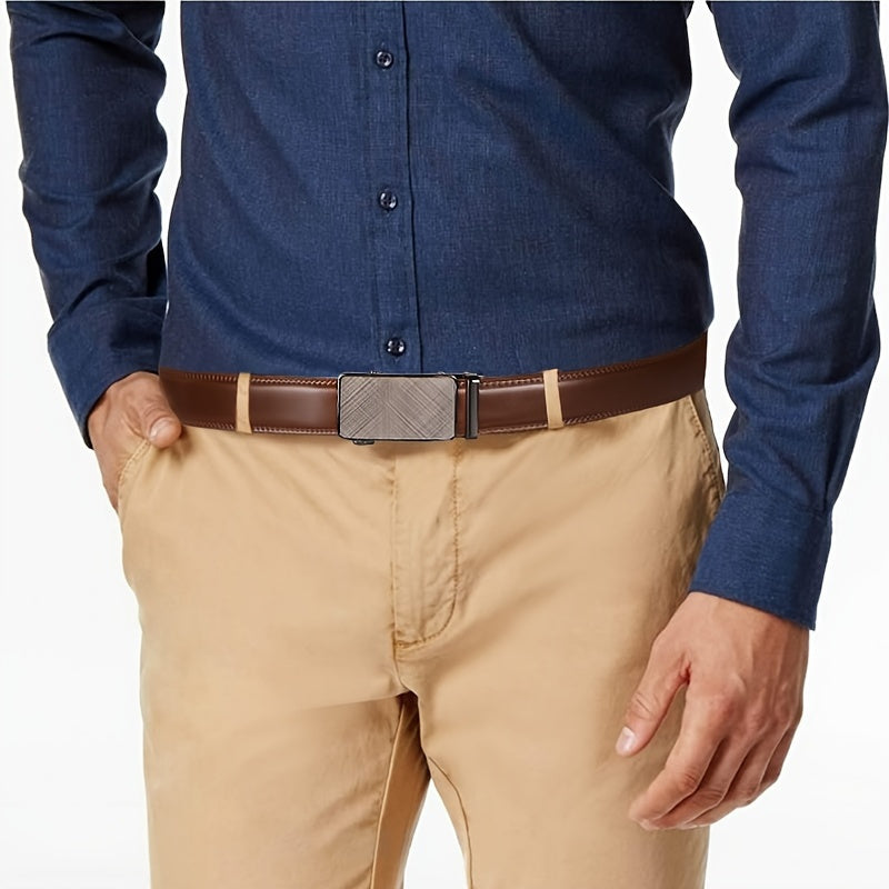 2pcs Genuine Leather Ratchet Belt