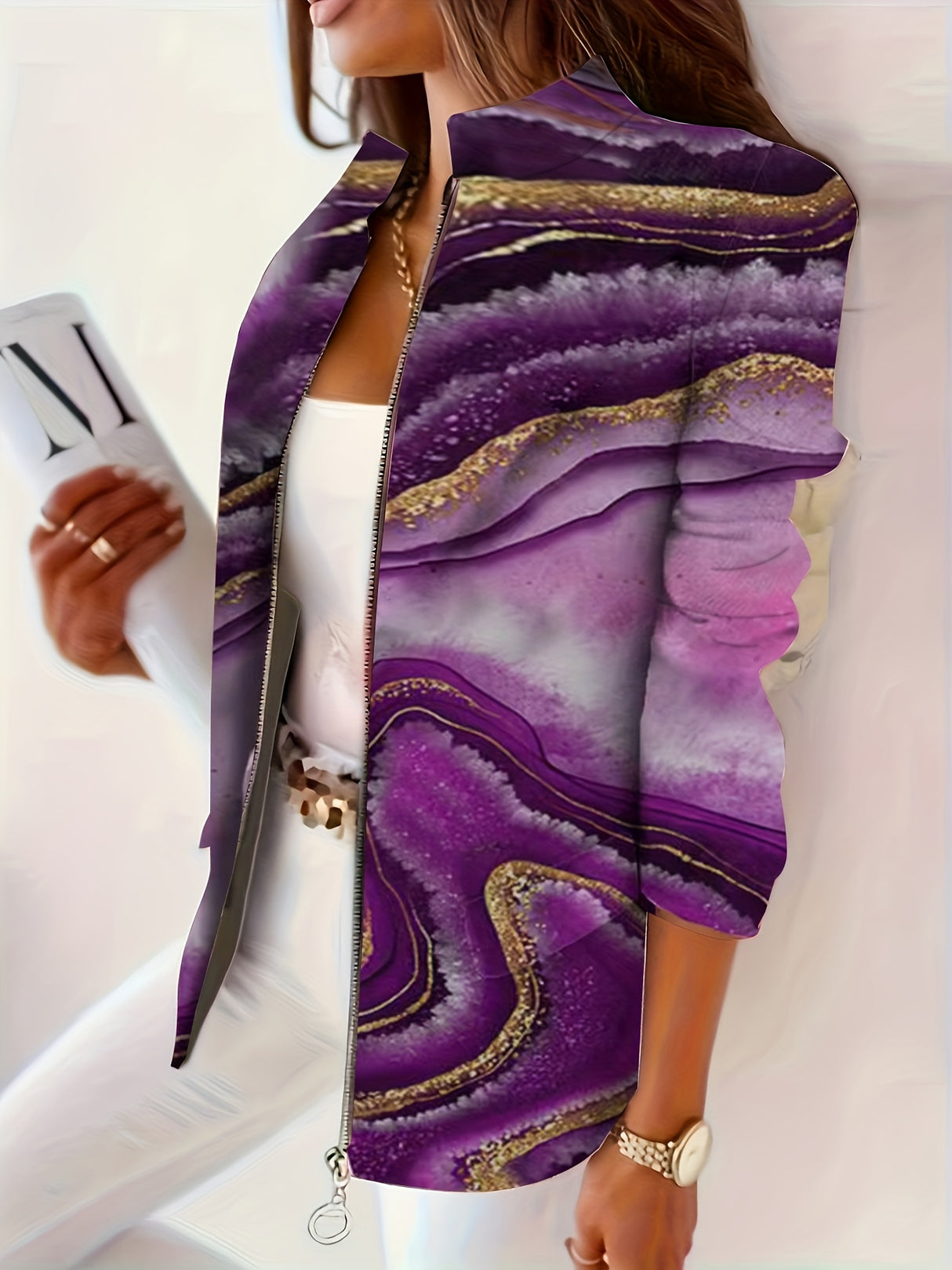 Women'S Fashion Marble Print Blazer