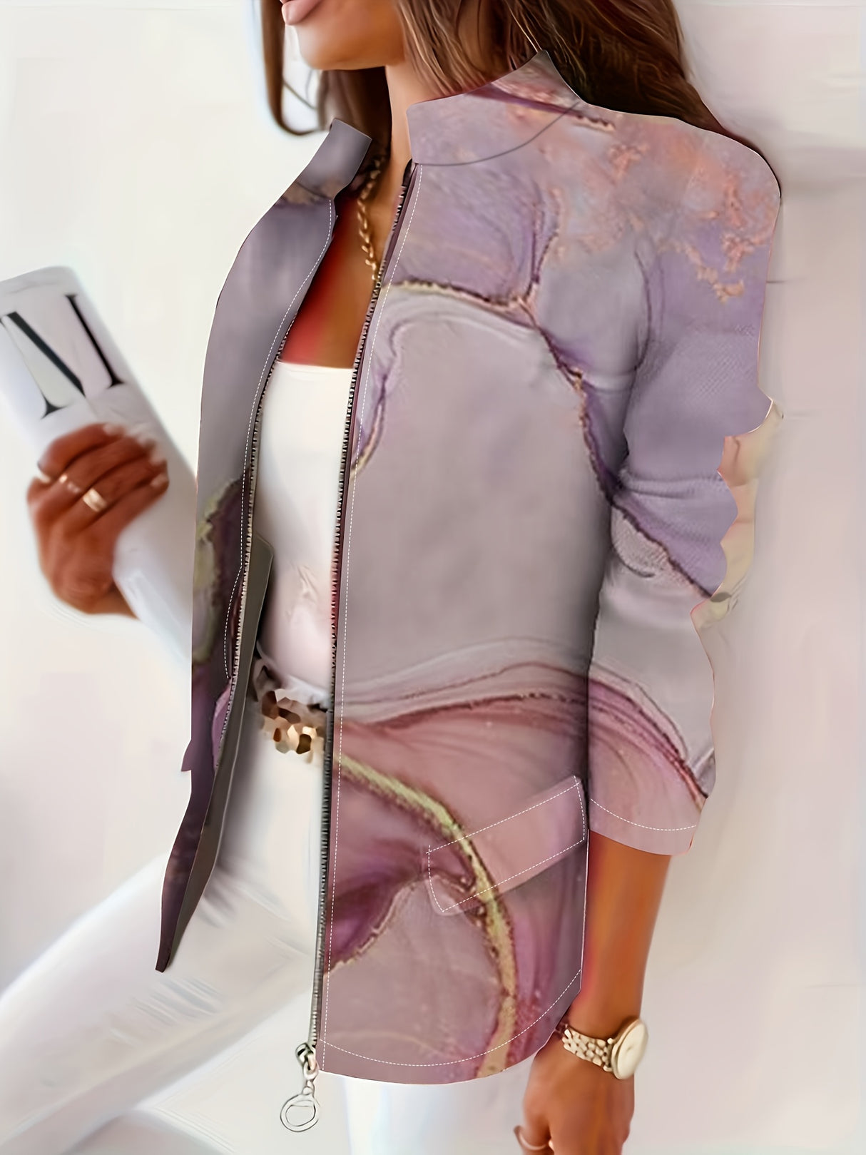 Women'S Fashion Marble Print Blazer