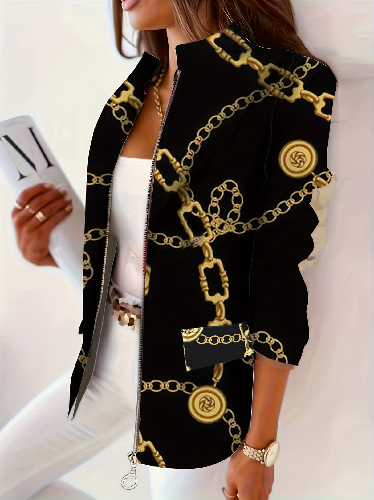 Women'S Fashion Marble Print Blazer