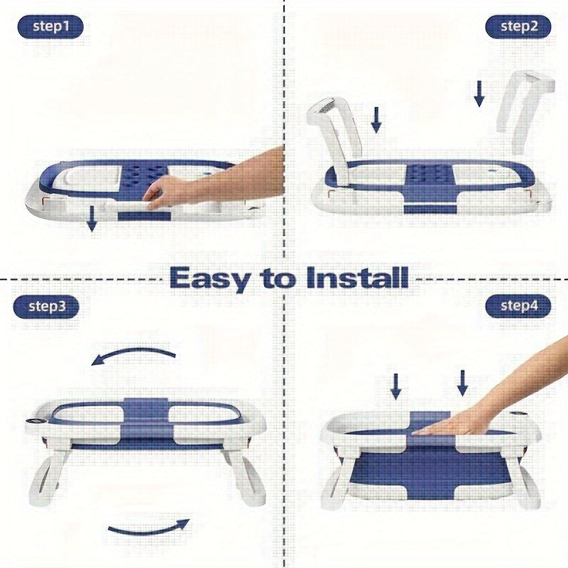 Portable Folding Baby Bath with Soft Pad and Thermometer