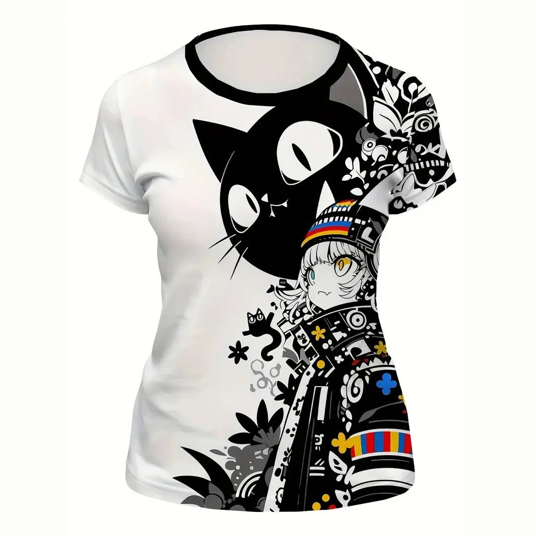 Women’s Cartoon Cat Oversized T-Shirt | by Anwer Fancy | Worldwide Shipping