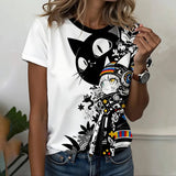 Women’s Cartoon Cat Oversized T-Shirt | by Anwer Fancy | Worldwide Shipping