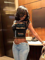 Women’s Graphic Hollow Out Crop Top | by Anwer Fancy | Worldwide Shipping