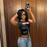 Women’s Graphic Hollow Out Crop Top | by Anwer Fancy | Worldwide Shipping