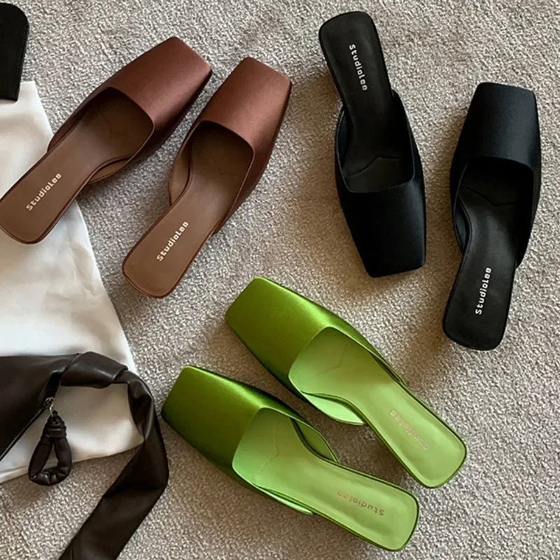 Women’s Satin Low Heel Mules | Men's Mules & Clogs by Anwer Fancy | Worldwide Shipping